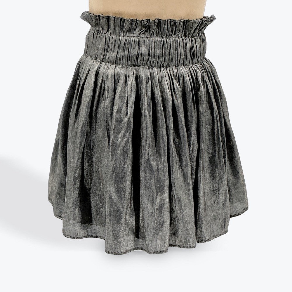 DO+BE Metallic Shimmer Ruffle Waist Pleated‎ Mini Skirt Women's Size S